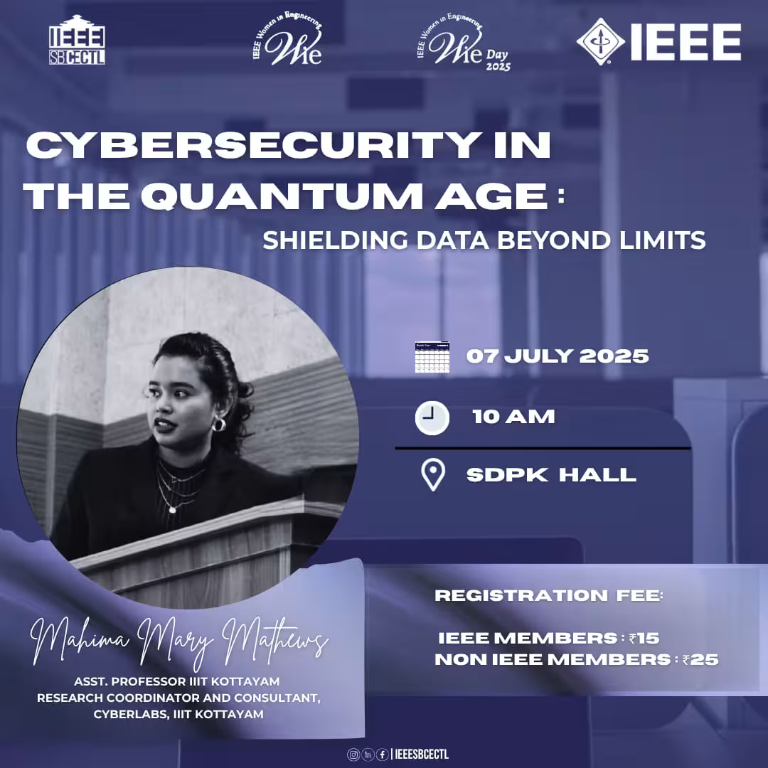 Cybersecurity session by Mahima Mary Mathews by IEEE SB CECTL at College of Engineering (CEC), Cherthala